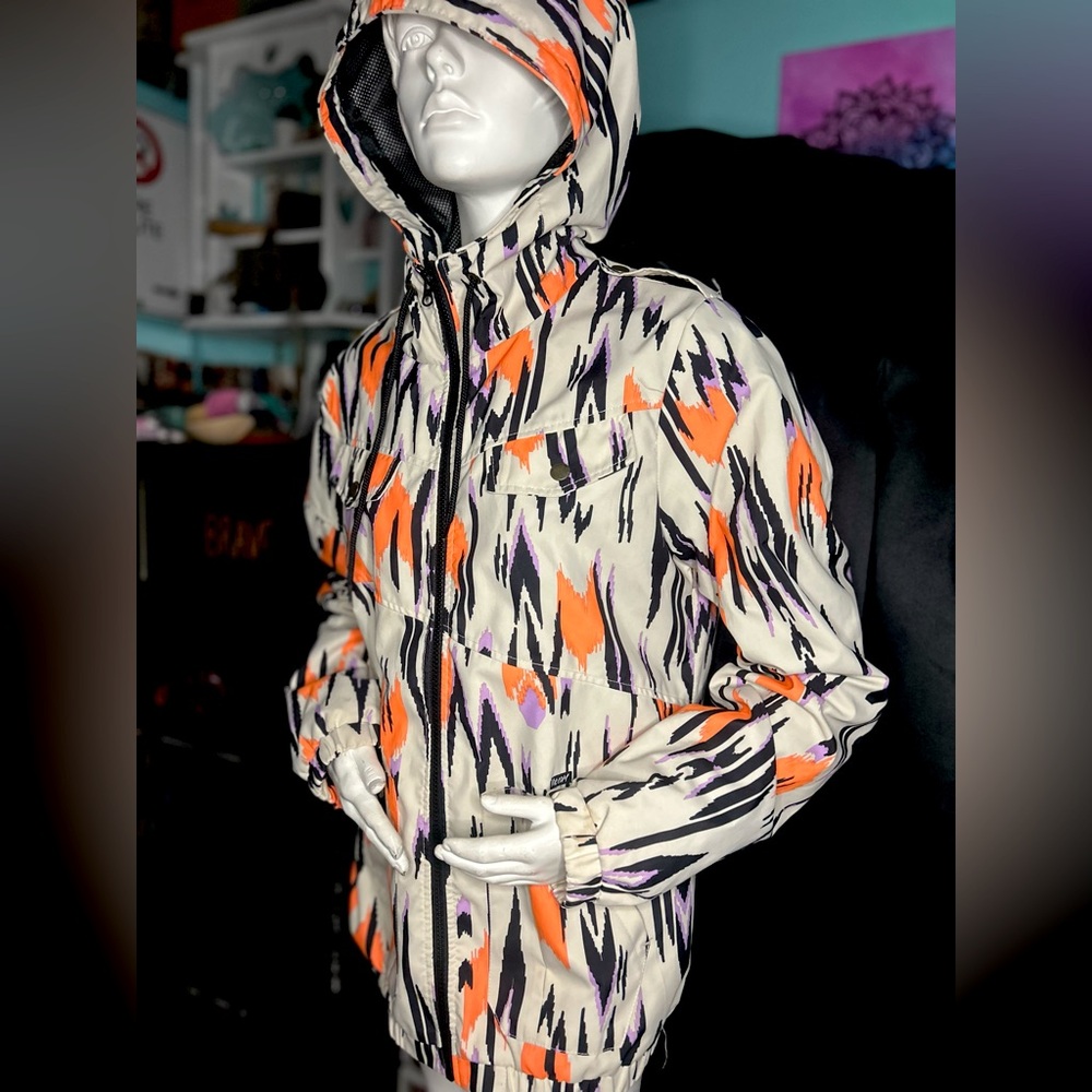 Volcom Orange and Black Patterned Jacket